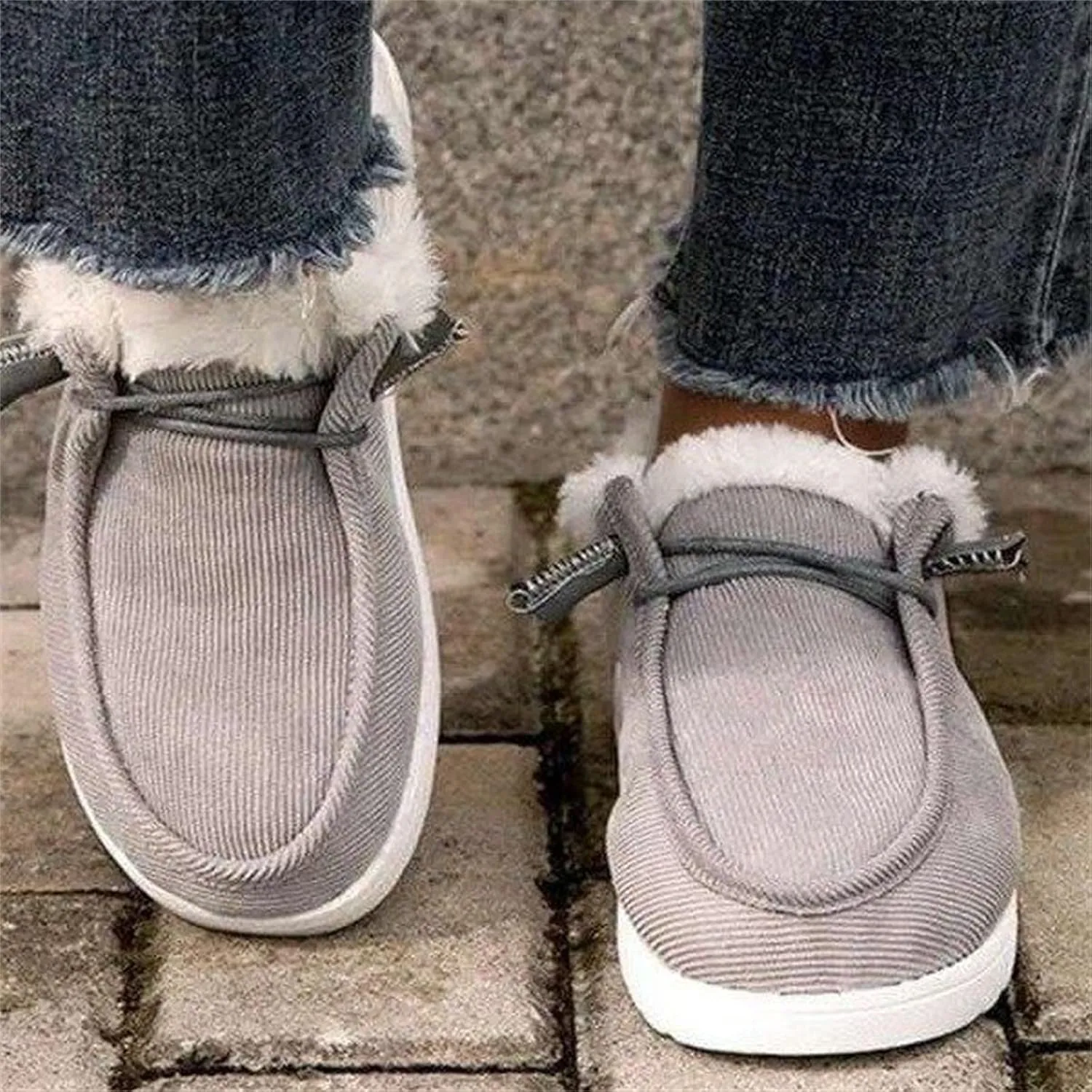 Ladmiple Winter Boots For Women Wide Width Warm Fur Lined Snow Boots Outdoor Short Ankle Booties Slip On Walking Shoes