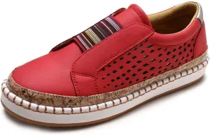 Lausiuoe Shoes for Women Sneakers Slip On Loafers Fashion Canvas Shoes Casual Classic Soft Comfortable Flat Walking Shoes