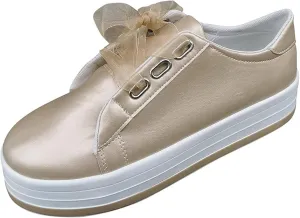 Lausiuoe Shoes for Women Sneakers Trendy Comfortable Casual Fashion Sneakers Leather Walking Shoes Slip On Flat Loafers