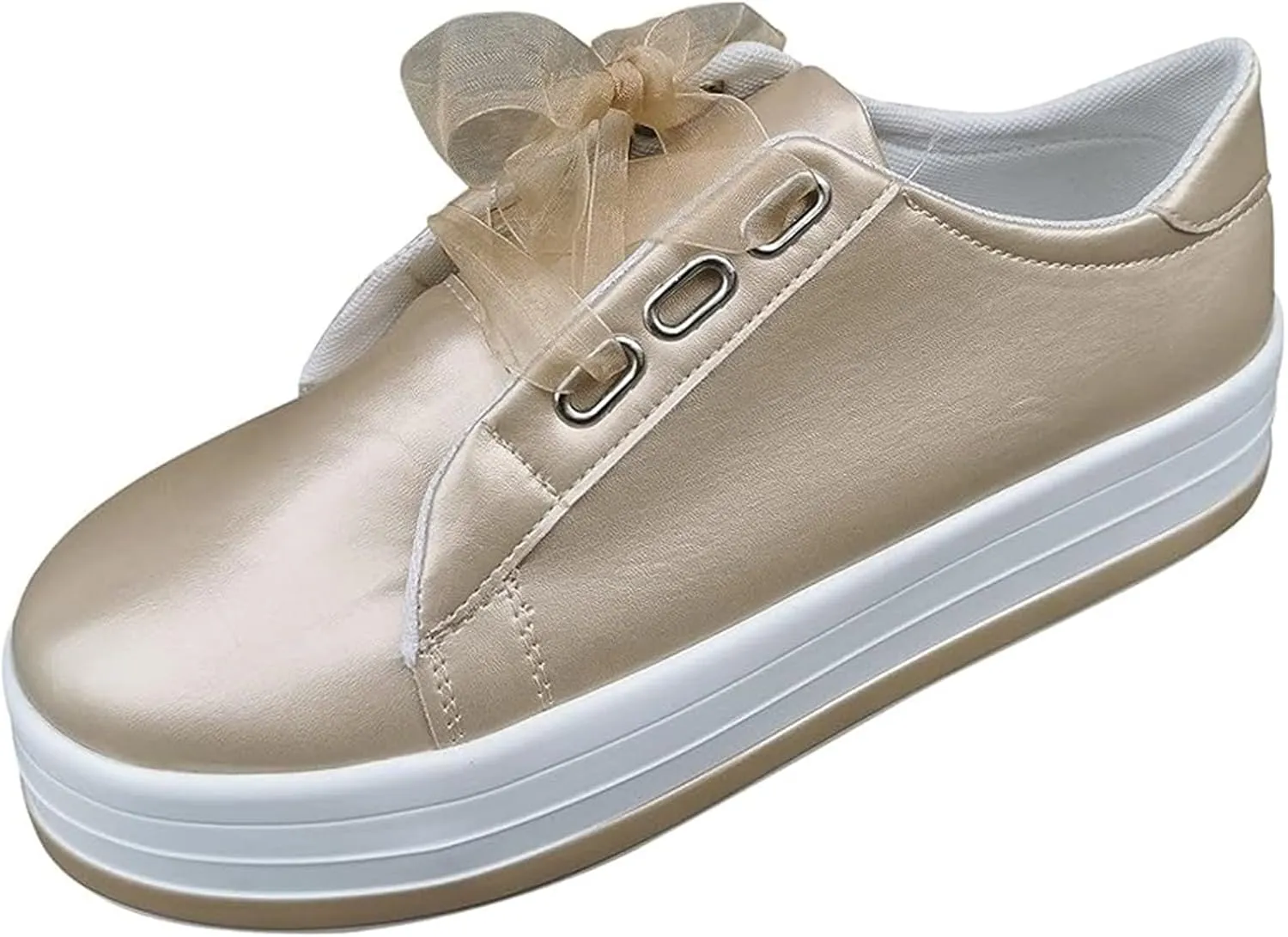 Lausiuoe Shoes for Women Sneakers Trendy Comfortable Casual Fashion Sneakers Leather Walking Shoes Slip On Flat Loafers