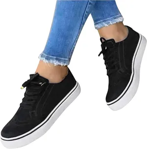 Lausiuoe Shoes For Women Sneakers Trendy Comfortable Casual Fashion Walking Shoes Slip On Low Top Canvas Flat Loafers