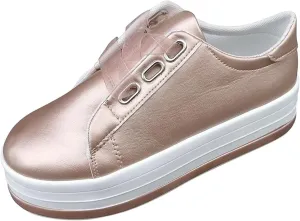 Lausiuoe Shoes for Women Sneakers Trendy Fashion Leather Shoes Round Toe Lightweight Slip On Sneakers Walking Flat Loafers