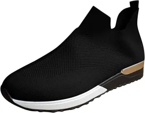 Lausiuoe Slip On Sneakers Women Wide Width Walking Tennis Shoes Running Casual Comfortable Mesh Athletic Gym Sock Shoes