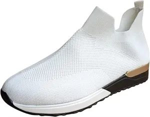 Lausiuoe Slip On Sneakers Women Wide Width Walking Tennis Shoes Running Slip On Lightweight Gym Athletic Workout Shoes