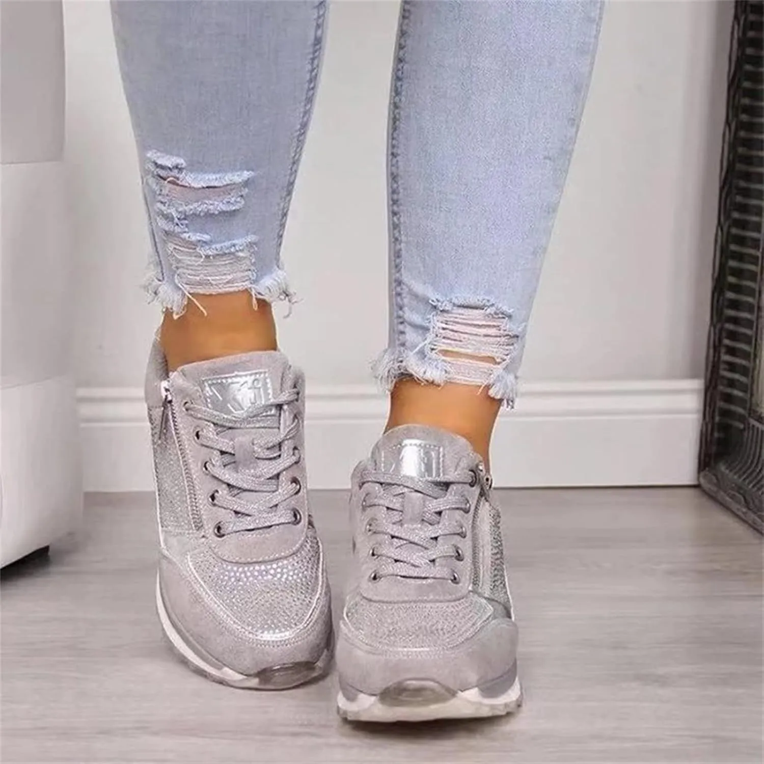 Lausiuoe Sneakers For Women Walking Shoes Comfortable Fashion Lightweight Casual Mesh Slip On Sneakers for Running Gym