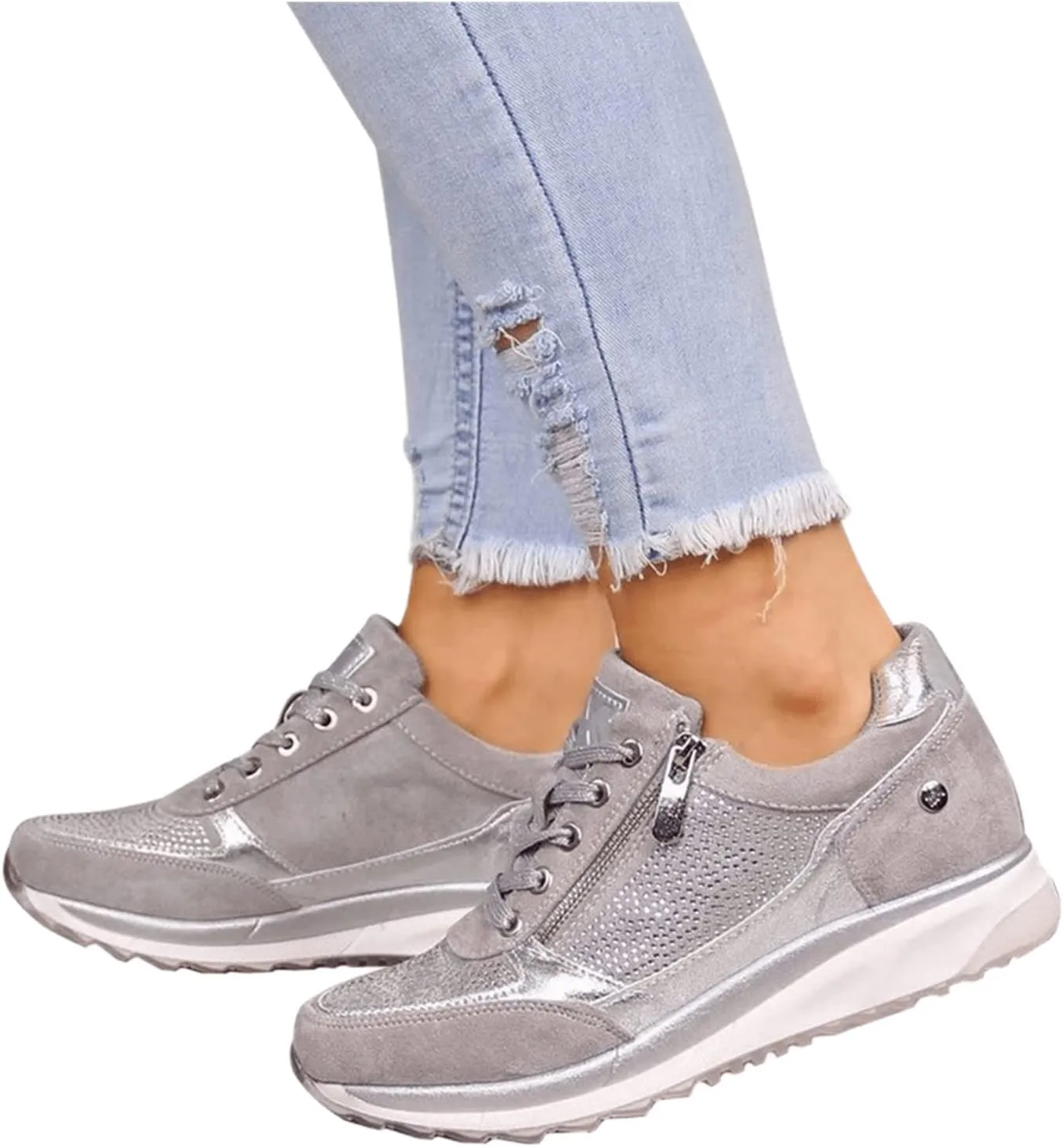 Lausiuoe Sneakers For Women Walking Shoes Comfortable Fashion Lightweight Casual Mesh Slip On Sneakers for Running Gym