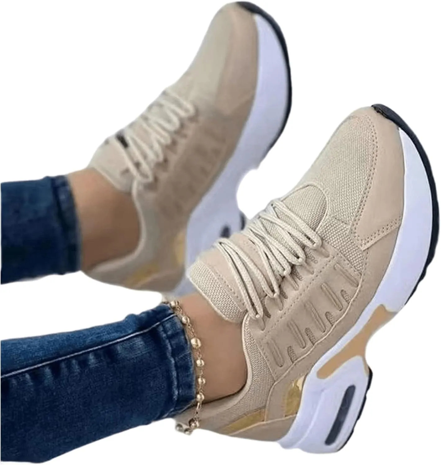 Lausiuoe Sneakers For Women Walking Shoes Comfortable Platform Loafers Fashion Casual Athletic Work Running Sneakers