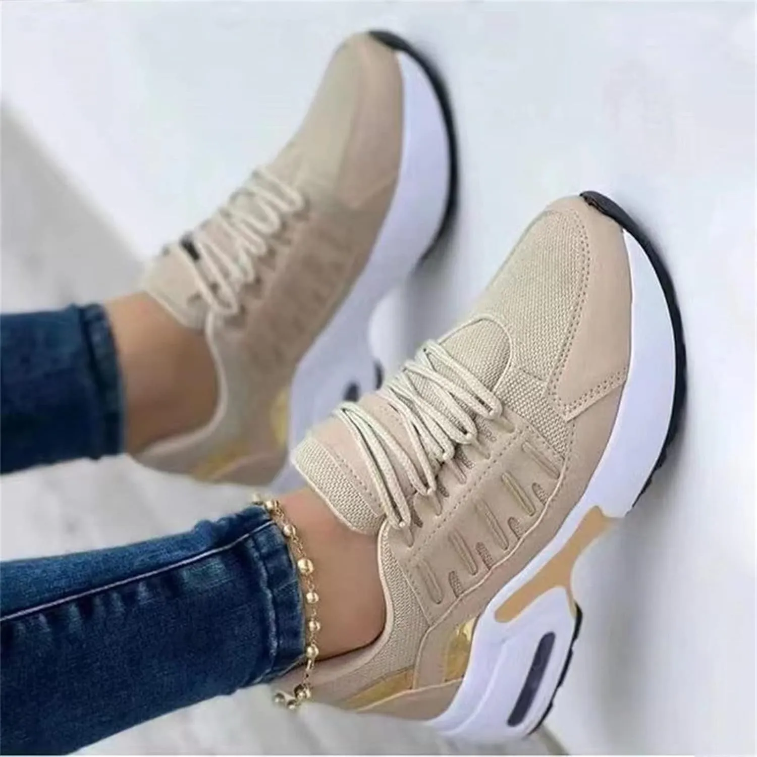 Lausiuoe Sneakers For Women Walking Shoes Comfortable Platform Loafers Fashion Casual Athletic Work Running Sneakers