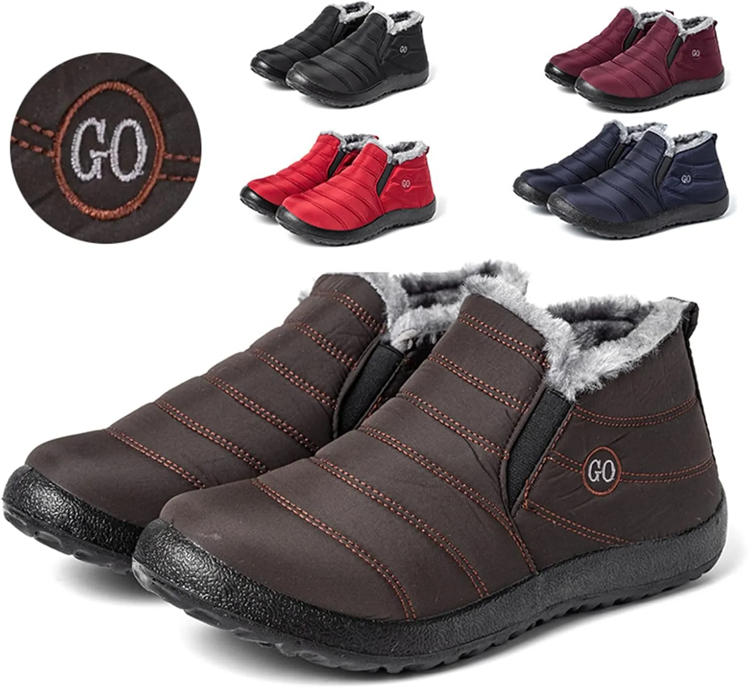 Lausiuoe Snow Boots For Women Waterproof Insulated Wide Width Warm Ankle Booties Comfortable Fur Lined Winter Shoes
