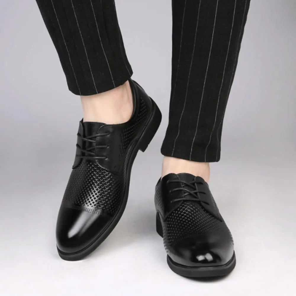 Men Breathable Prom Wedding Heels Oxfords Shoes Mens Hollow Lace-up Leather Dress Shoes Patent Leather Formal Dress Oxfords