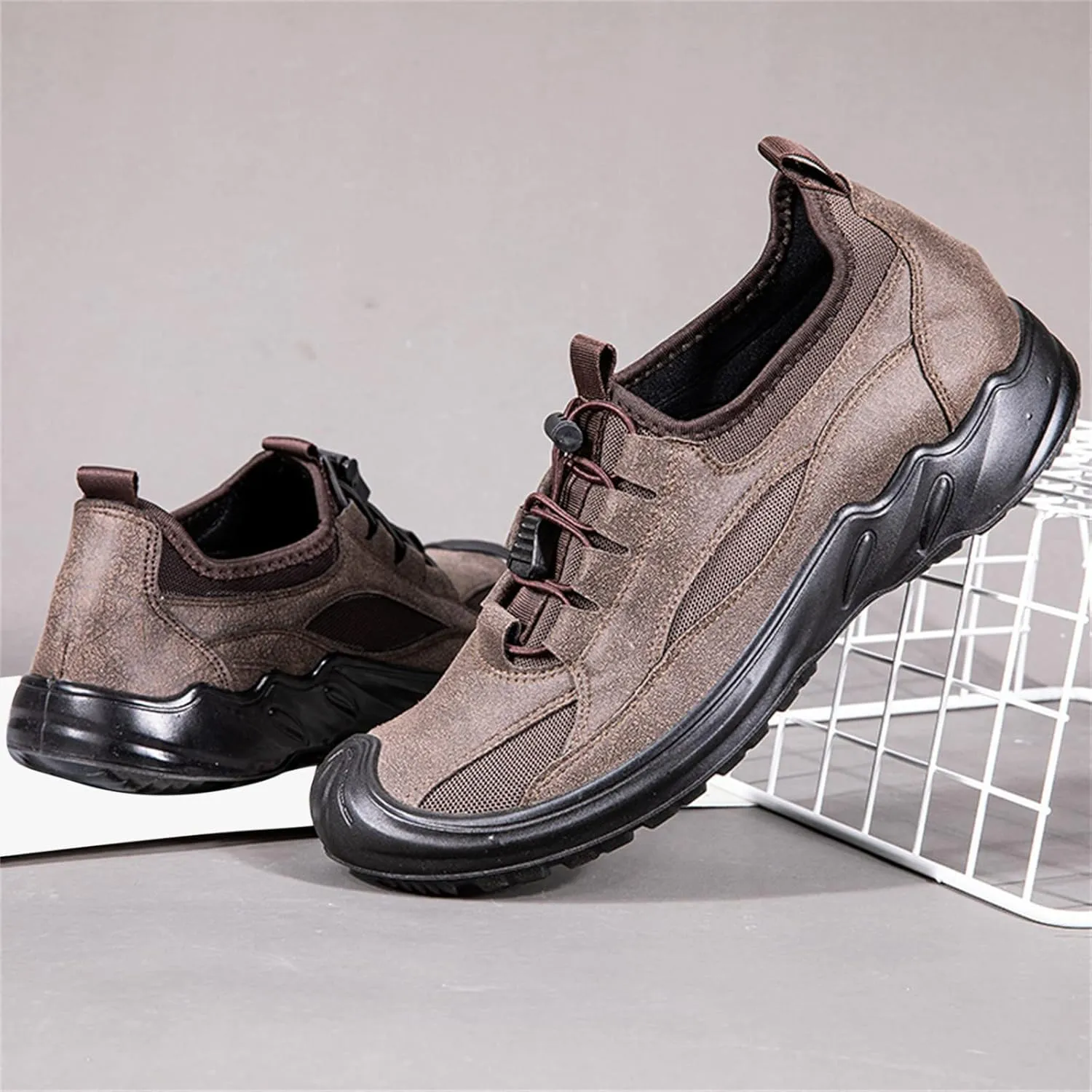 Men Fashion Solid Color Mesh Breathable Elastic Round Toe Casual Sneaker for Men Basketball Shoes