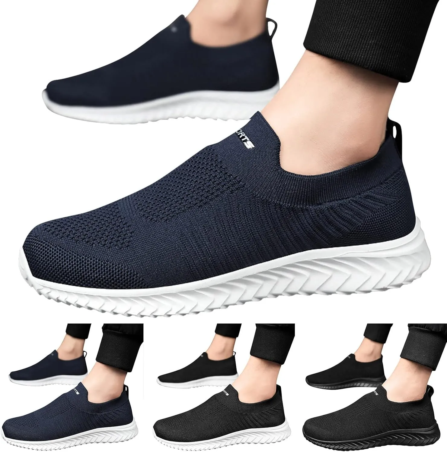 Men Sports Shoes Summer New Pattern Fashion Simple Solid Mesh Breathable Comfortable Non Slip Sneaker Boots for Men Work