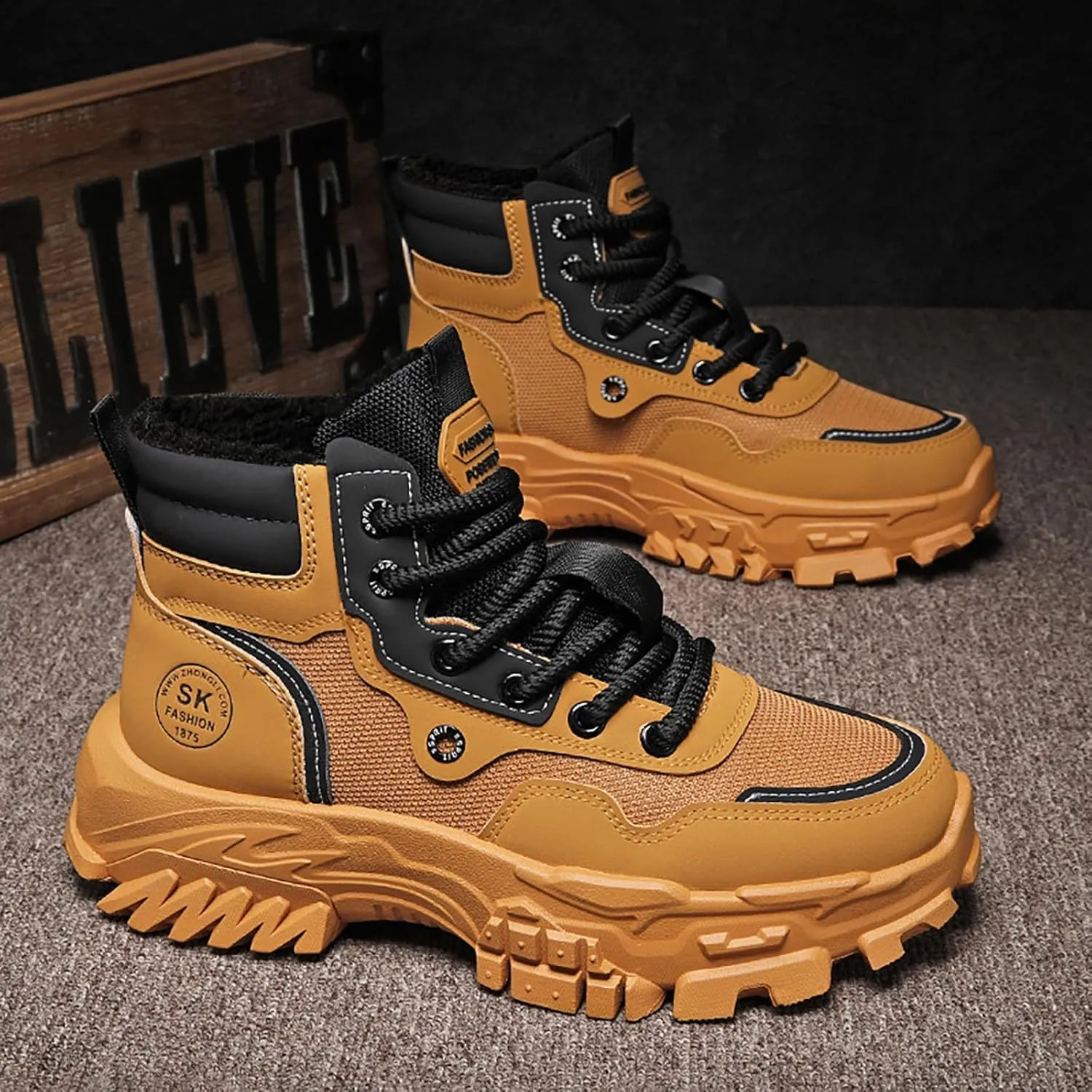 Men Work Boots Composite Toe Hiking Sneakers Ankle Ladies Women's Workout Shoes Soft Toe Platform Shoes Slip Resistant Safety Hike Grounded Footwear