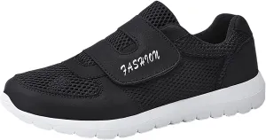Men's 2025 New Hook Loop Solid Color Fly Woven Mesh Breathable Running Shoes Mens Motion Running Sneaker