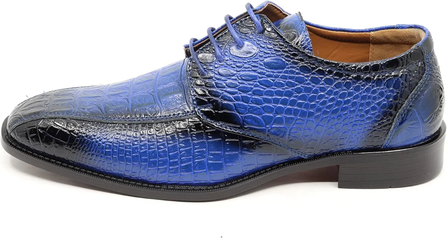 Men's Alligator Crocodile Print Oxford Fashion Lace Up Dress Shoe croco-03
