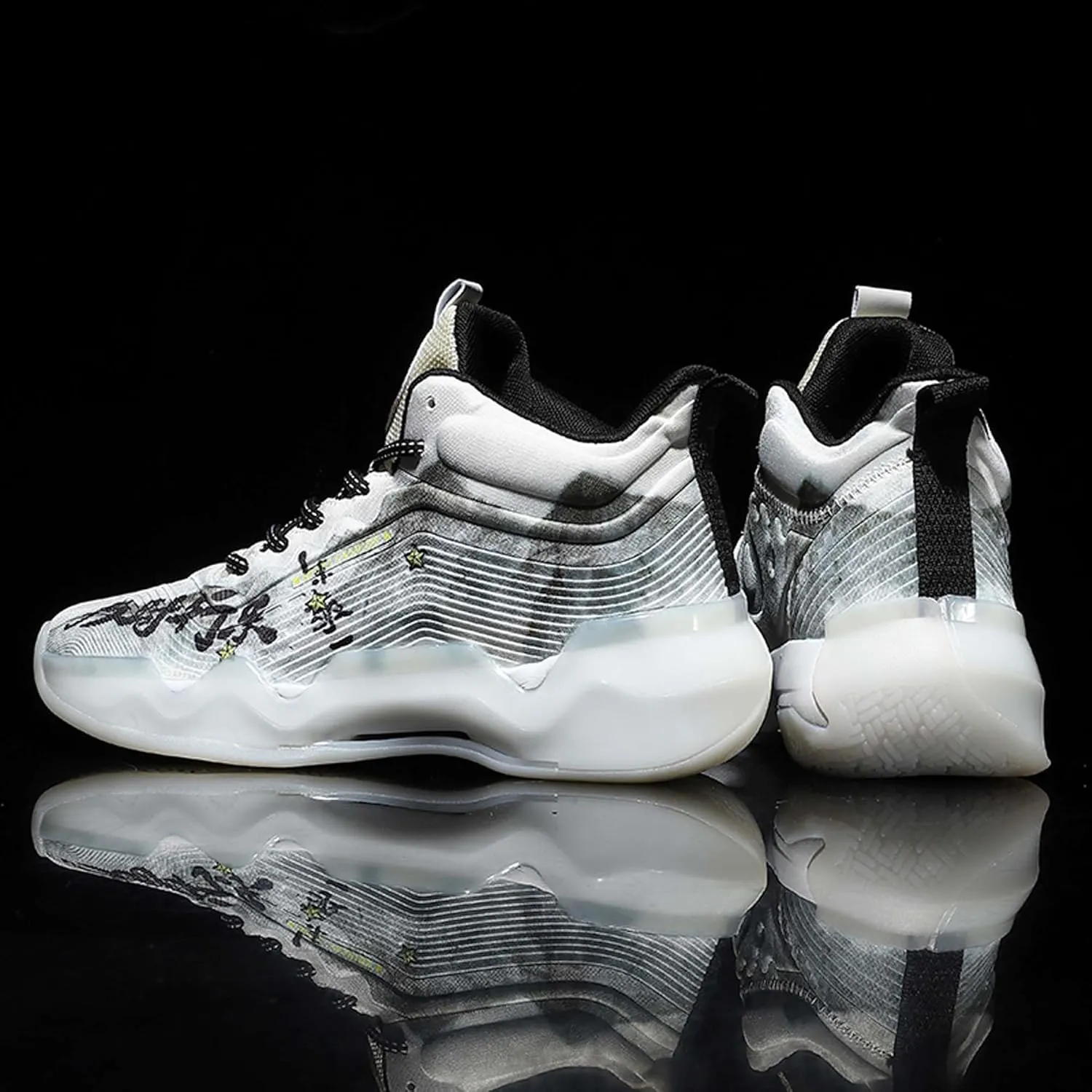 Men's and Women's Lace Up Basketball Shoes Anti Slip and Wear-Resistant Outdoor Shoes Comfortable and Breathable Sports Shoes Short Distance Running Shoes Unique Style Basketball Shoes