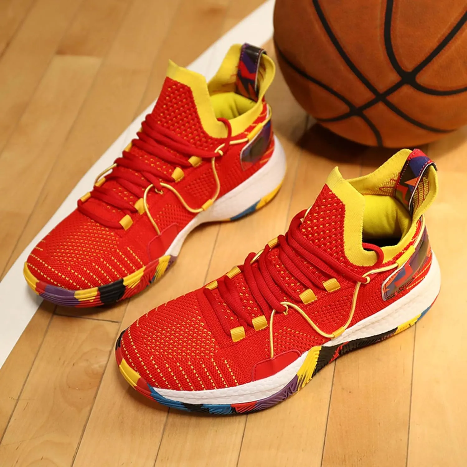 Men's and Women's Lace Up Basketball Shoes Comfortable and Breathable Sports Shoes Anti Slip and Wear-Resistant Outdoor Shoes Men's Anti Slip Work Shoes Black Casual Sports Shoes