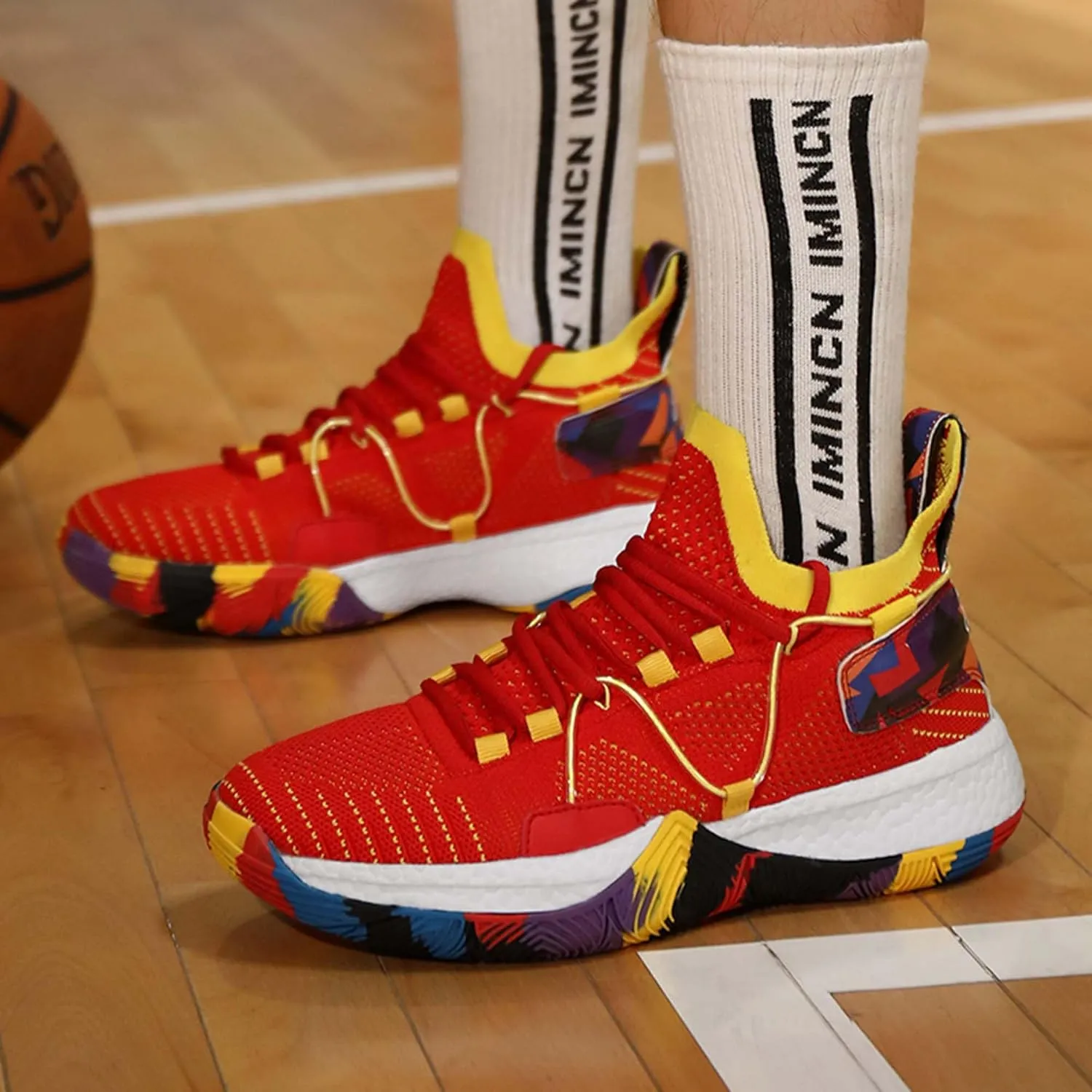 Men's and Women's Lace Up Basketball Shoes Comfortable and Breathable Sports Shoes Anti Slip and Wear-Resistant Outdoor Shoes Men's Anti Slip Work Shoes Black Casual Sports Shoes