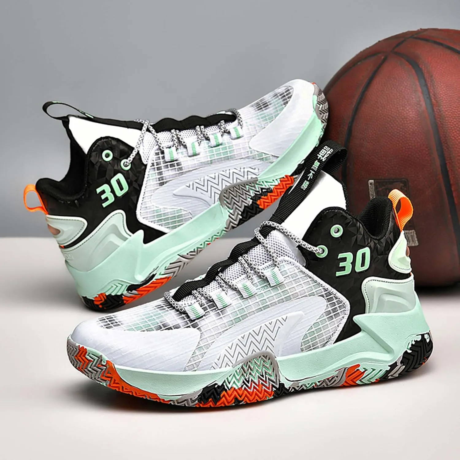 Mens and Womens White Lace Up Basketball Shoes Rubber Soles Tennis Sports Shoes High Elasticity Running Shoes Anti Slip and Wear Resistant Scenic Spots Tourist Shoes Shot Put Table Tennis