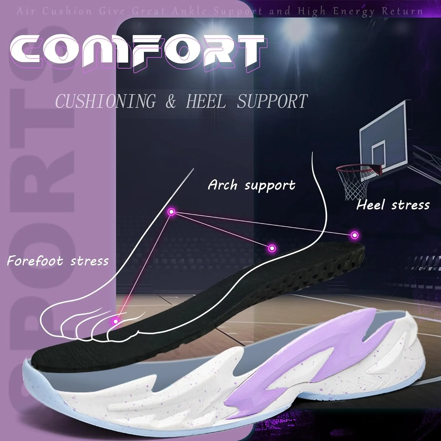 Men's Basketball Shoes Breathable Anti Slip Fashionable Graffiti Training Shoes Outdoor Shoes