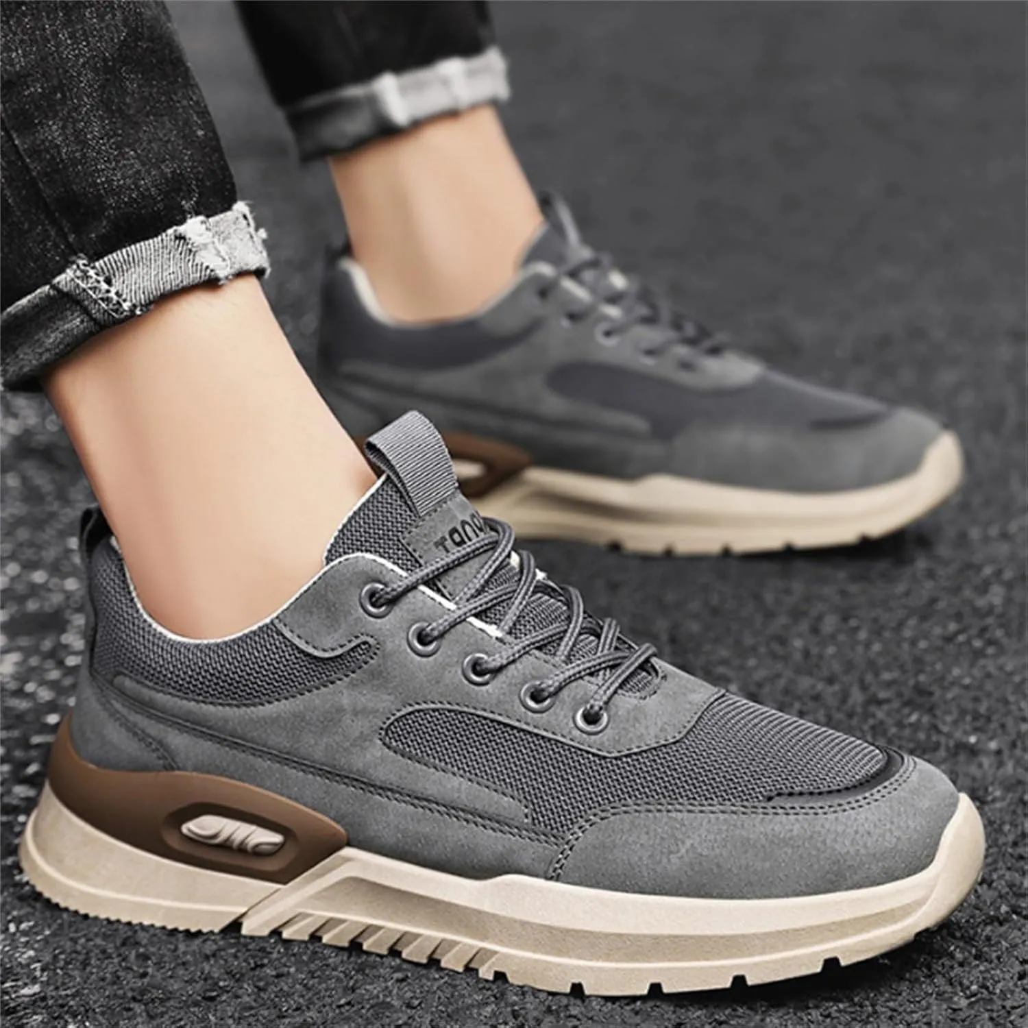 Mens Breathable Lace Up Running Shoes Portable Non Slip Fitness Workout Shoe Athletic Fashion Sneakers for Men