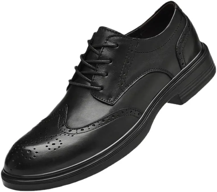 Men's Breathable Leather Wingtip Brogue Oxfords
