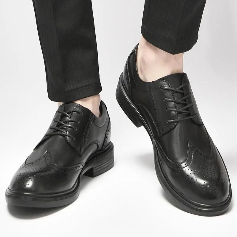 Men's Breathable Leather Wingtip Brogue Oxfords