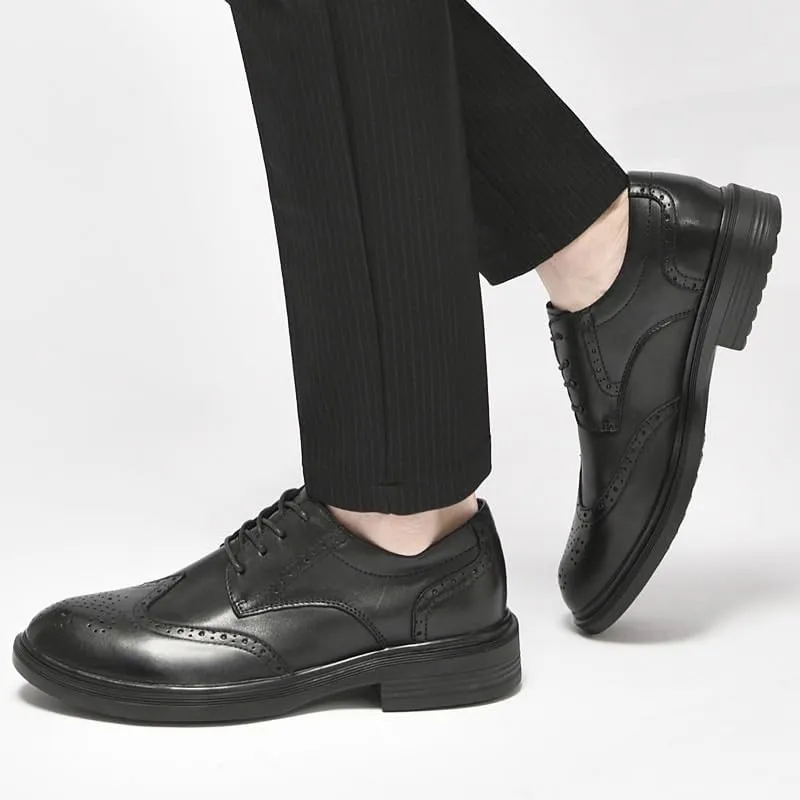 Men's Breathable Leather Wingtip Brogue Oxfords