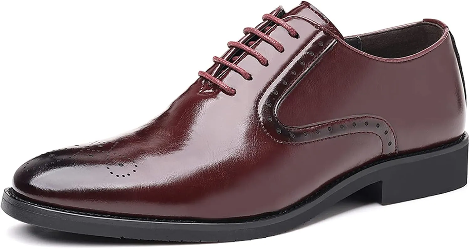Men's Business Casual Dress Shoes Classic Wingtip Lace-Up Brogues Modern Formal Oxfords Shoes