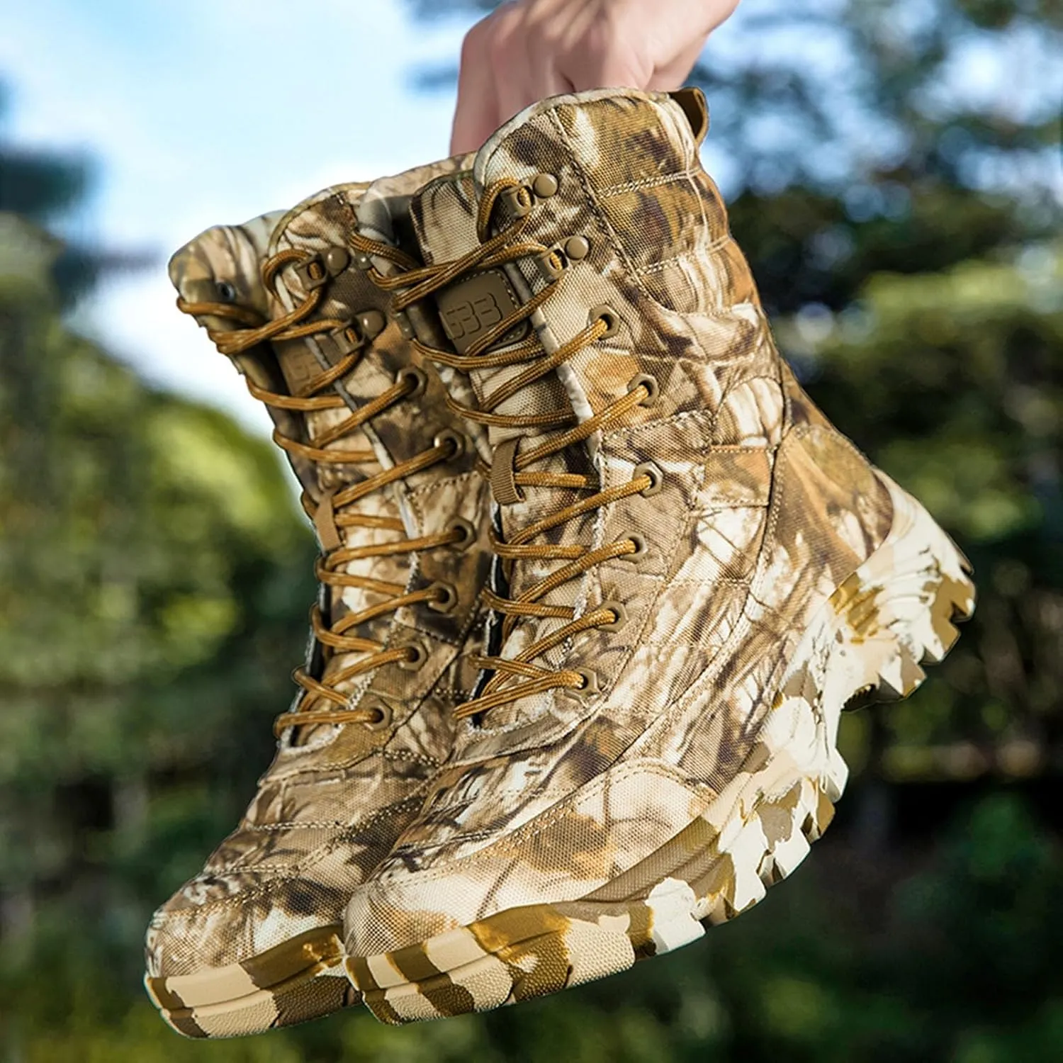 Mens Camo Tactical Combat Boots  Lightweight, Waterproof Hunting & Military Boots With Non-Slip Sole for Outdoor, Hiking & Work