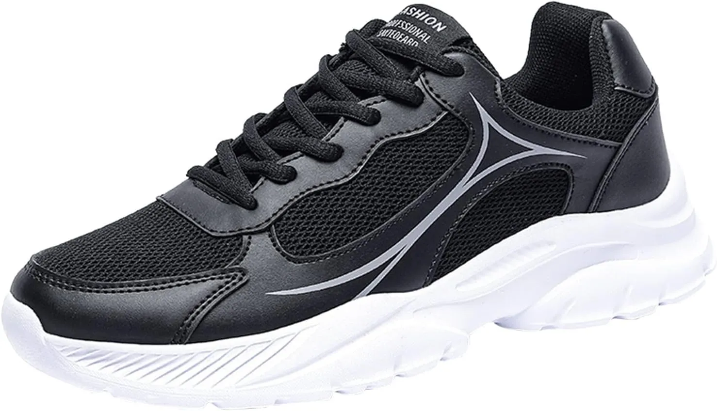 Mens Cushion Running Shoes with Breathable Mesh Knit Arch Support Walking Shoes Durable Comfy Thick Sole Fitness Sneakers for Men Lightweigh Non-Slip Low Top Daily Work Shoe