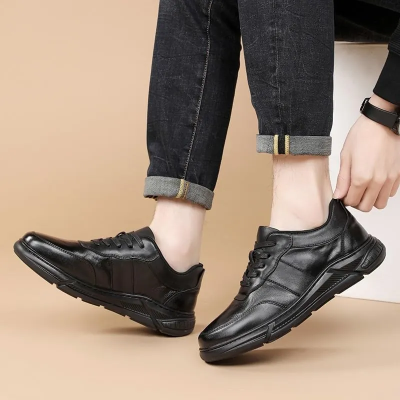 Men's Dress Sneakers Comfortable Premium Leather Leisure Working Driving Party Dress Shoes for Male Formal Business Wedding