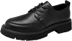 Men's Genuine Leather Lace Up Oxfords Comfort Wide Round Toe Non-Slip Dress Shoes Casual Work Office Comfortable Business Shoes