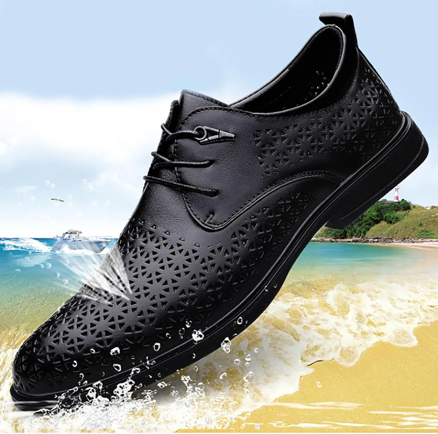 Men's Genuine Leather Oxfords Breathable Slip-Resistant Formal & Shoes for Business, Weddings, and Outdoor Events