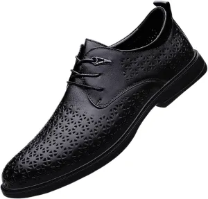 Men's Genuine Leather Oxfords Breathable Slip-Resistant Formal & Shoes for Business, Weddings, and Outdoor Events