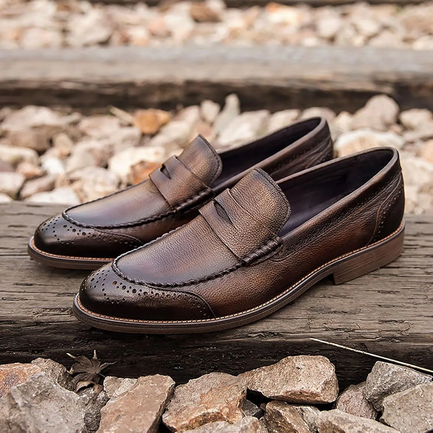 Men's Leather Oxfords Breathable Slip-Resistant Formal & Casual Shoes for Business, Weddings, and Outdoor Events