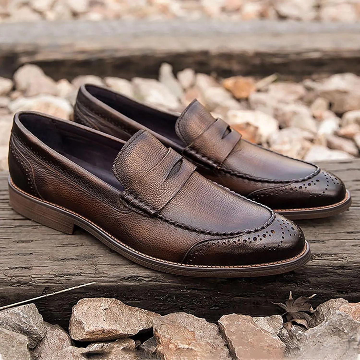 Men's Leather Oxfords Breathable Slip-Resistant Formal & Casual Shoes for Business, Weddings, and Outdoor Events