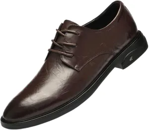 Mens Leather Shoes Genuine Leather Luxury Comfortable Tuxedo Shoes Formal Business Casual Men's Dress Shoes(Brown,8)
