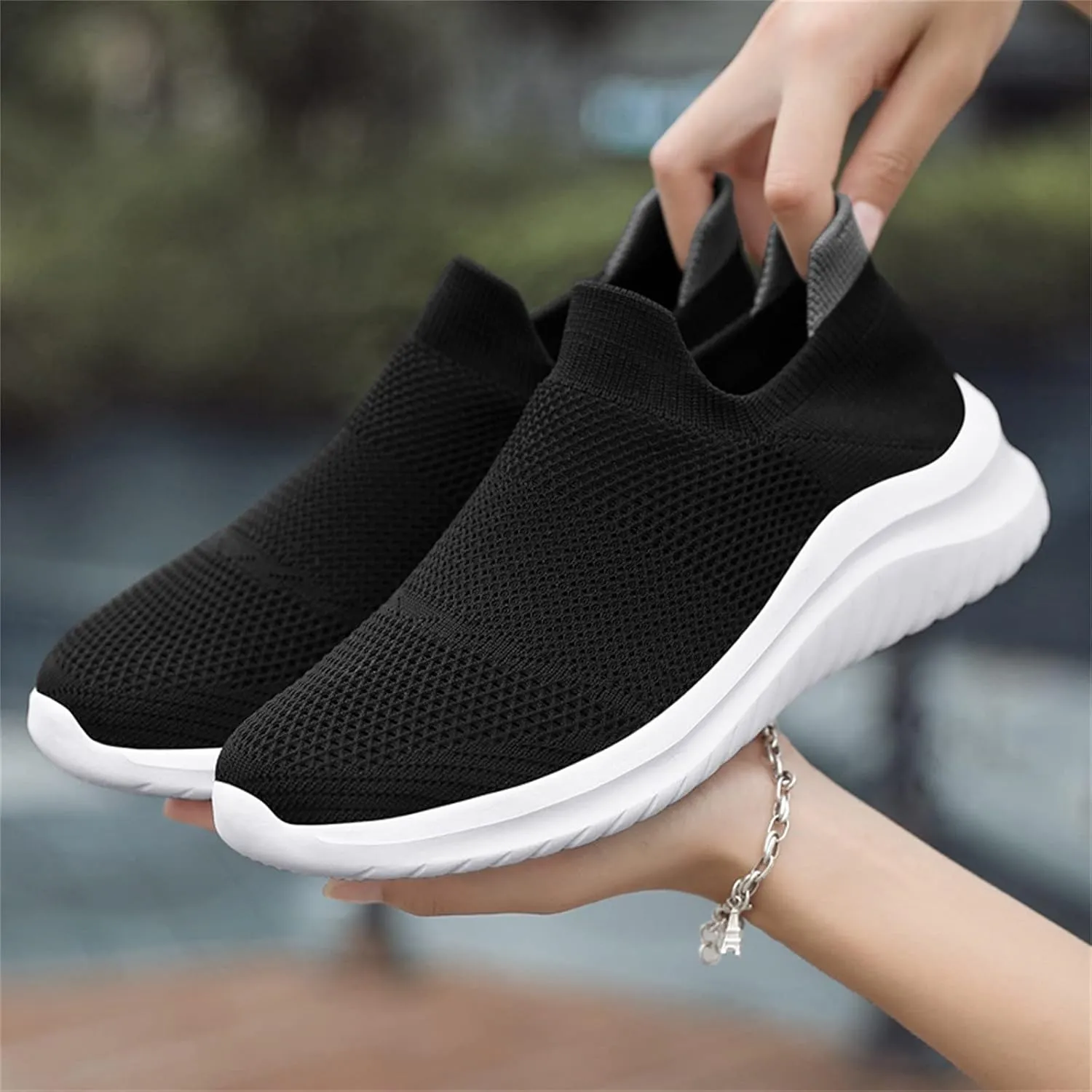 Men's Mesh Sneakers Womens Slip On Sneakers with Arch Support Shoes for Women Round Toe Slip On Casual Women Loafers Womens White Sneakers Wide Width