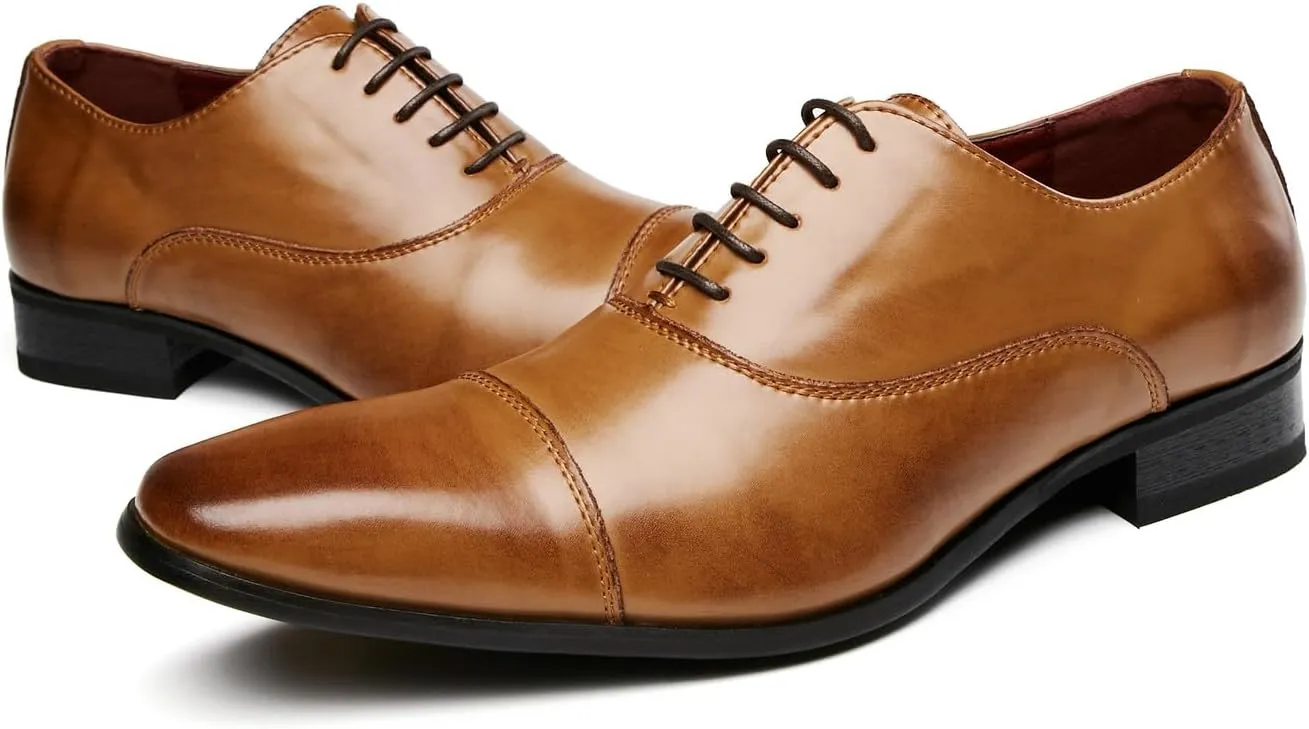 Men's Oxfords Shoes Fashion Formal Dress Leather Dress Wedding Tuxedo Derby Casual Shoes for Men