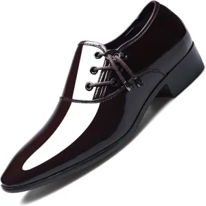 Men's Patent Leather Comfortable Dress Shoes Lace-ups Oxford Formal Business Suit Tuxedo Shoes