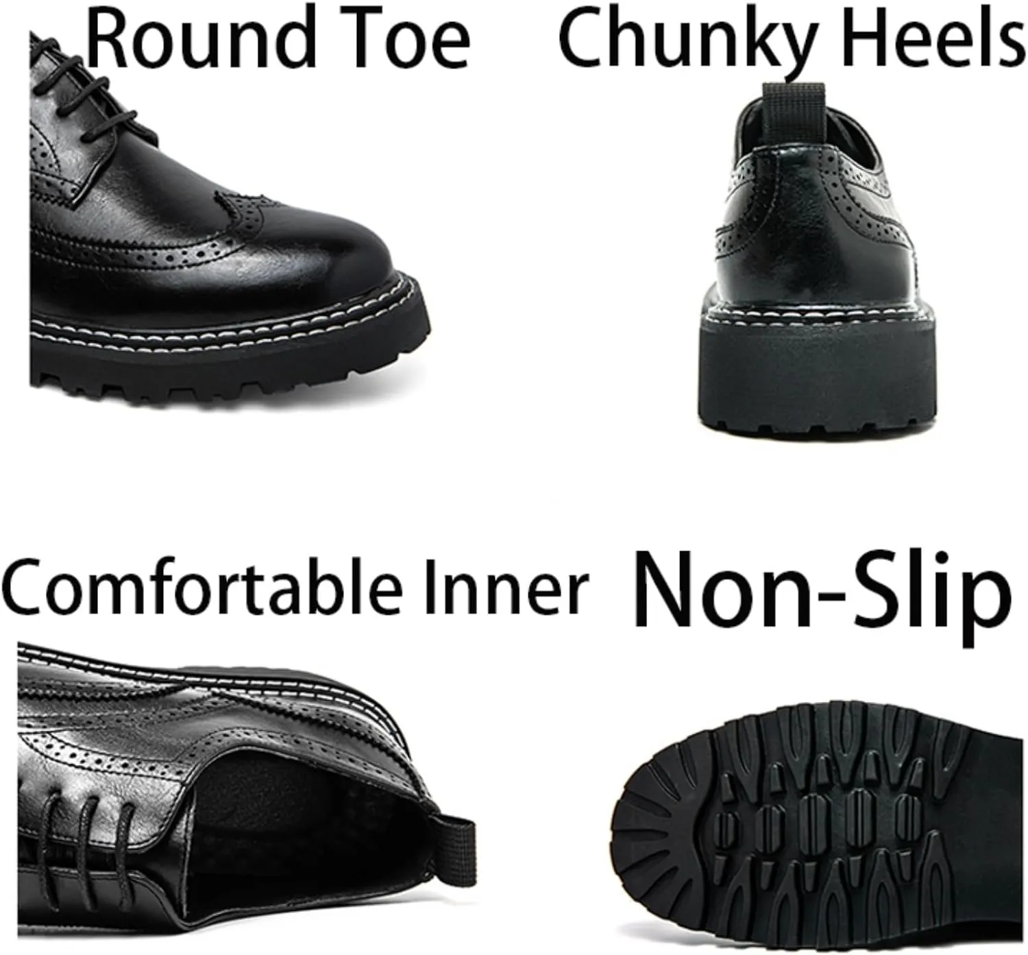 Mens Retro Brogue Multicolor Leather Dress Oxfords Shoes Low Top Non-Slip Round Toe Casual Derby Shoes for Formal Business Wedding