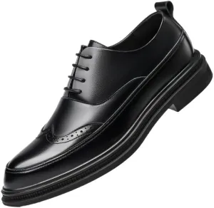 Men's Retro Dress Shoes Vintage Wingtip Oxfords Shoes Genuine Leather Lace-Up Formal Casual Wedding Derby Shoes(8)