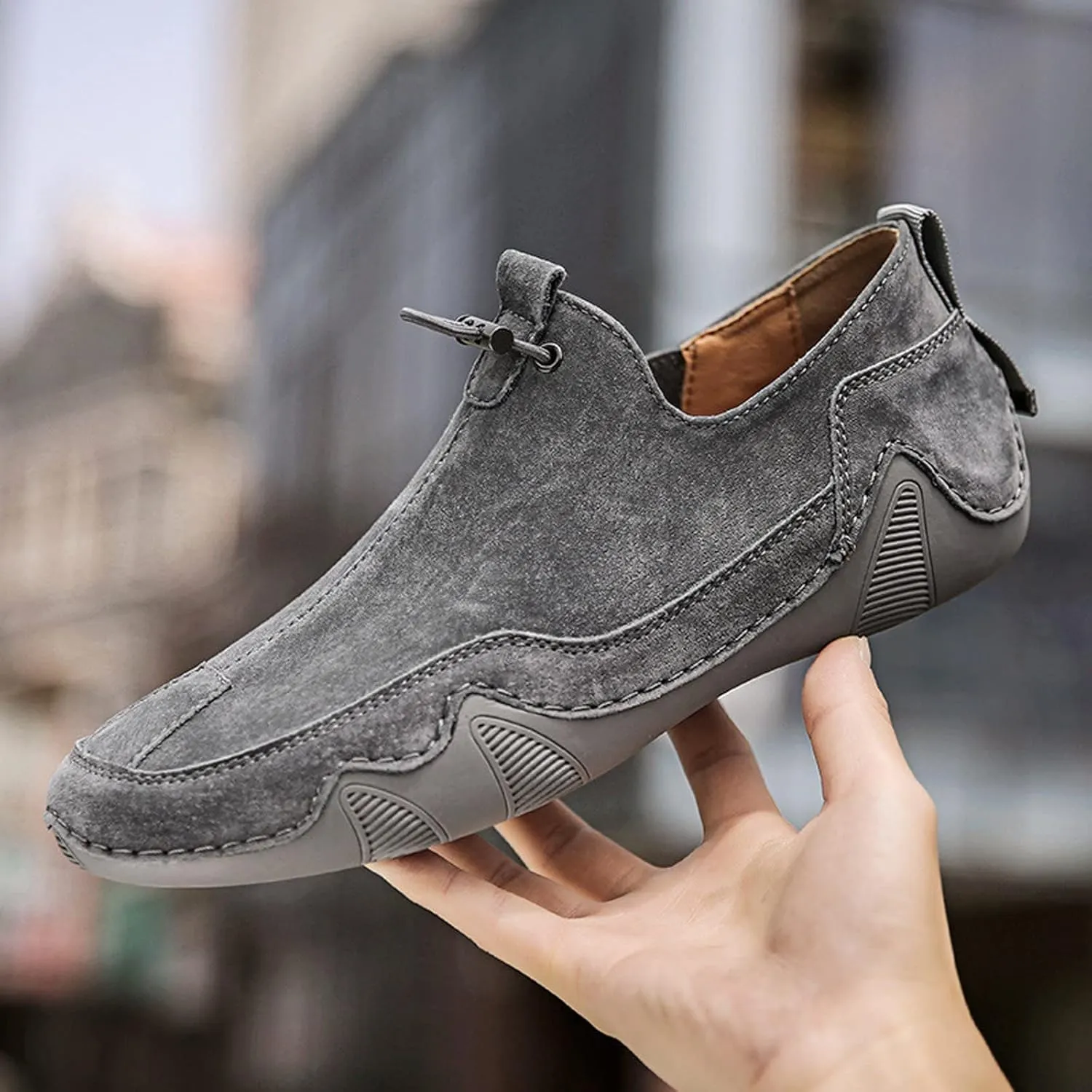 Men's Shoes Fashion Casual Elastic Belt Leather Shoes Sports Casual Men's Large Short Boots Sneaker
