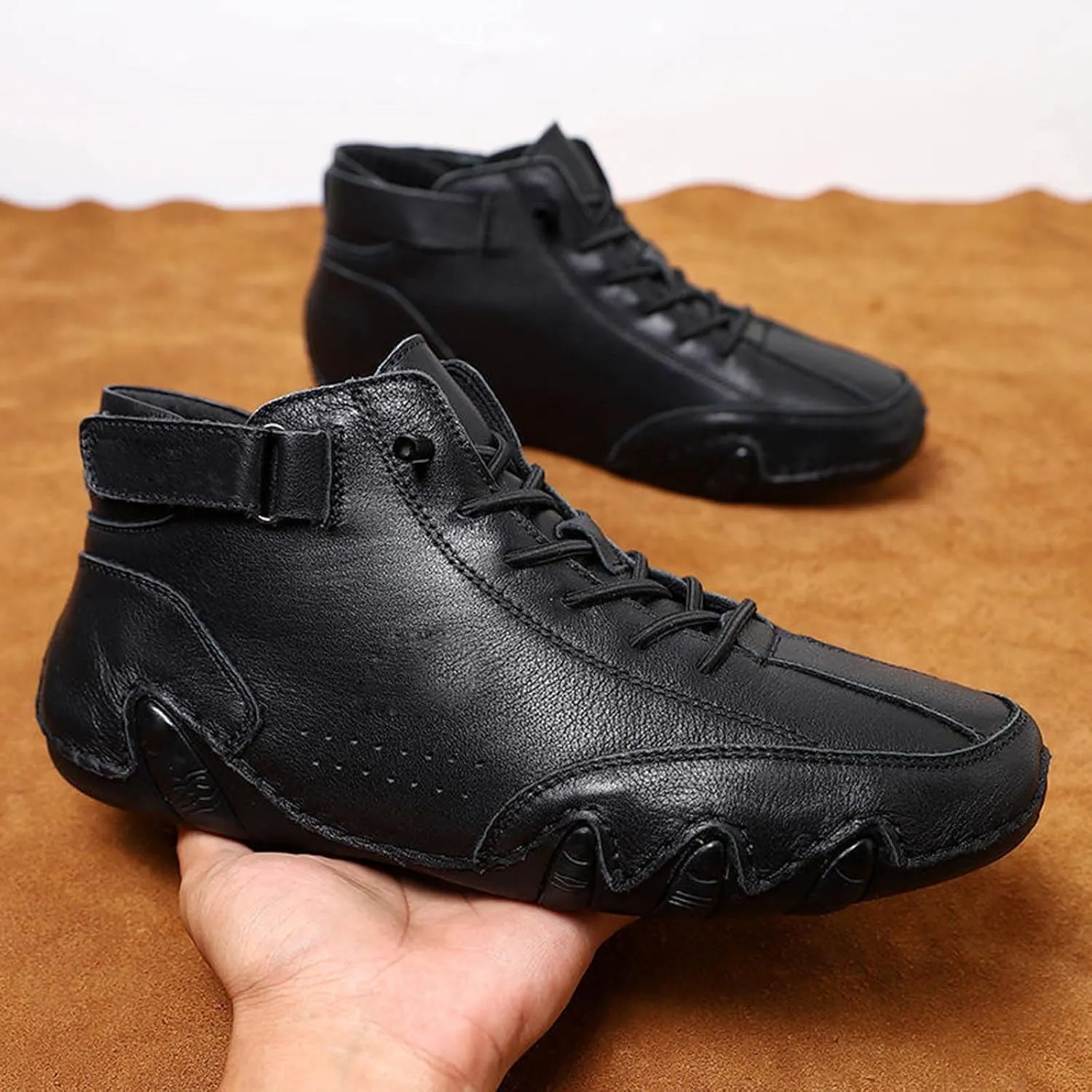 Mens Shoes High Top Lace Up Hook Loop Sport Shoes Aolid Color Casual Mens Plus Size Ankle Boots Boot Sneaker