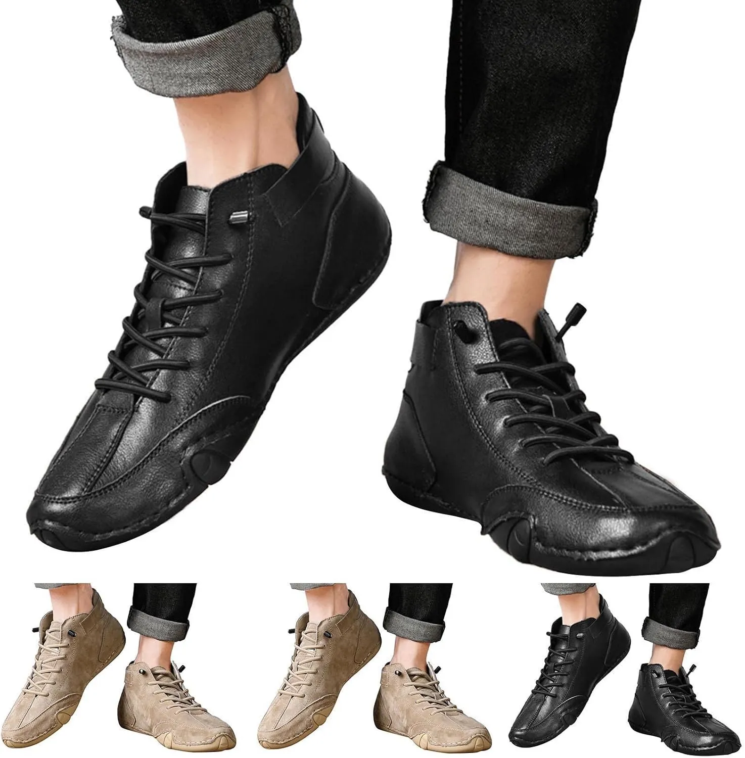 Mens Shoes High Top Lace Up Hook Loop Sport Shoes Casual Mens Plus Size Ankle Boots Top Casual Sneaker