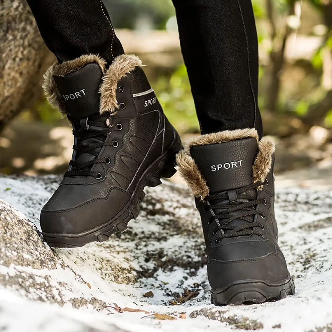 Men's Snow Boots Outdoor Hiking Boots Waterproof Fluff Snow Sports Boots