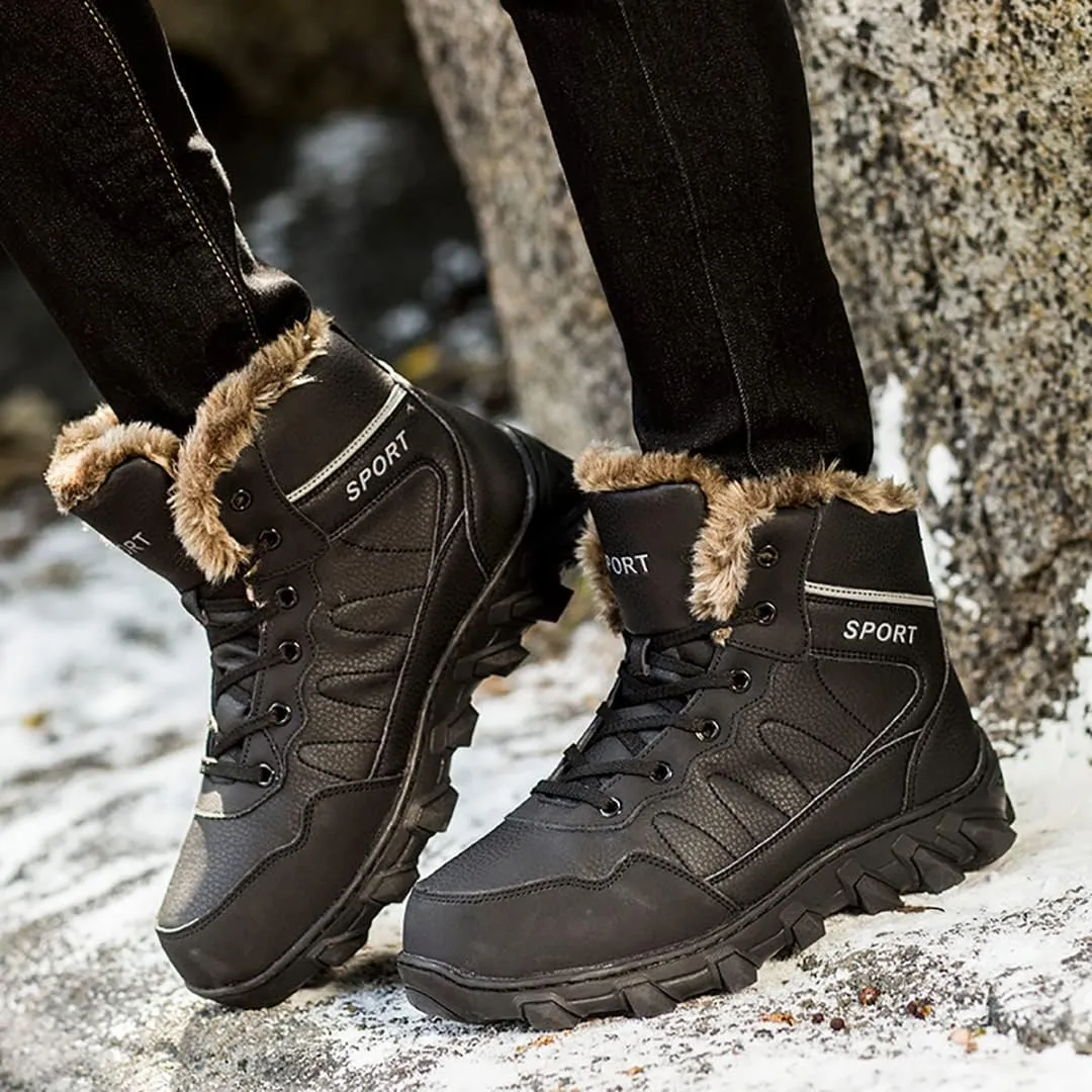 Men's Snow Boots Outdoor Hiking Boots Waterproof Fluff Snow Sports Boots