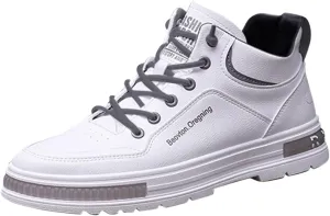 Men's Solid Casual Flat Leather Shoes Fashion Lace Up Casual Shoes Sneaker Shelves for Men