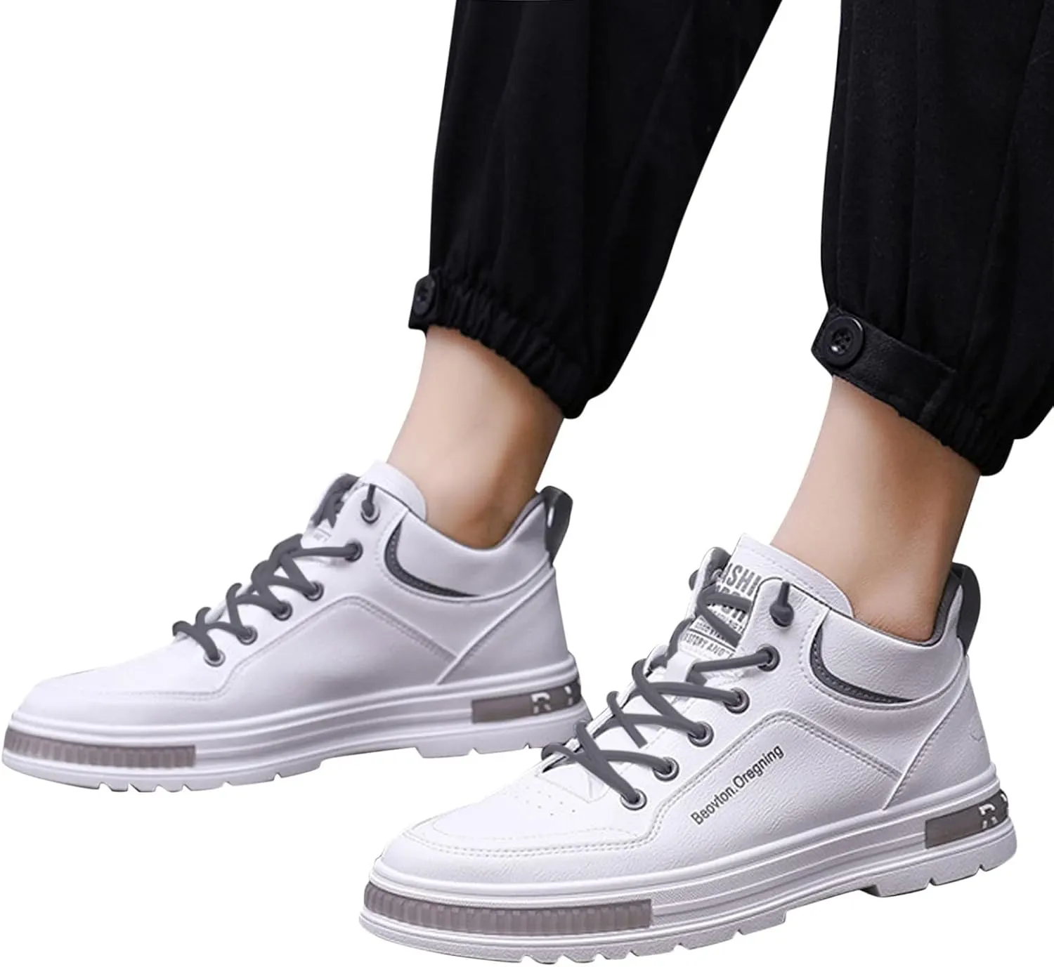 Men's Solid Casual Flat Leather Shoes Fashion Lace Up Casual Shoes Sneaker Shelves for Men